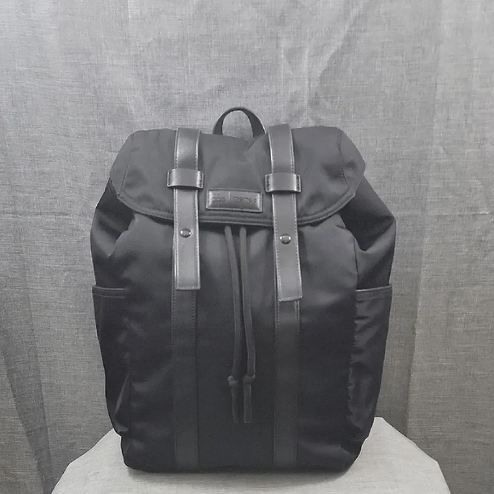 MioMojo Orlando VEGAN Black Leather Backpack -  Minimalist, Nylon, Recycled